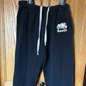 Roots Black Joggers with White Drawstring